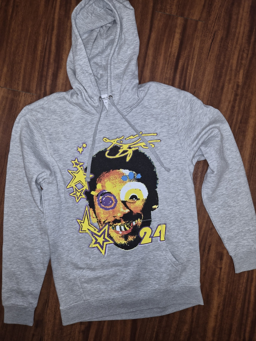 Men's Gray Zip-Up Hoodie with Yellow Graphic